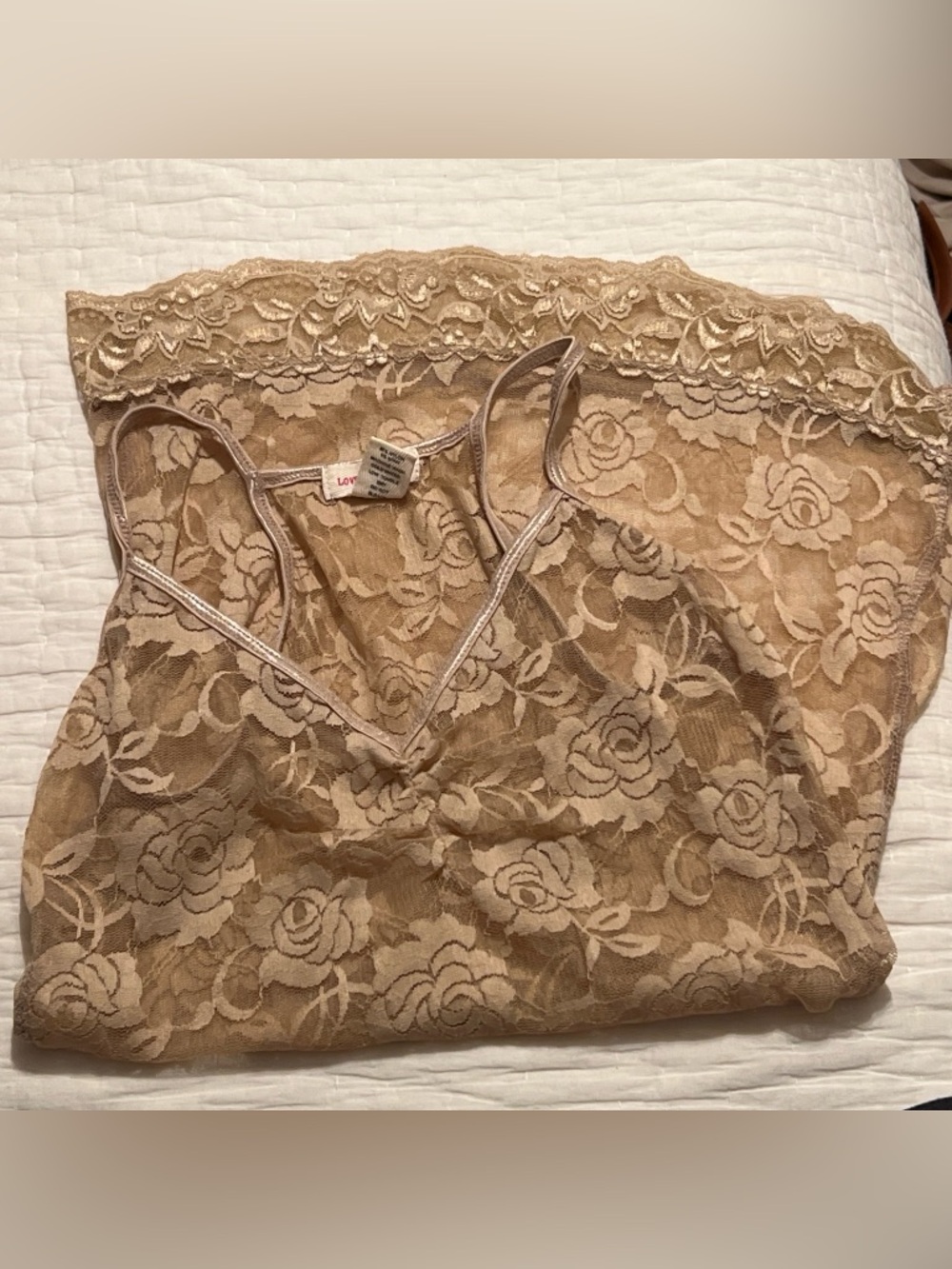 Love Culture Sheer Lace Chemise Slip in Nude
